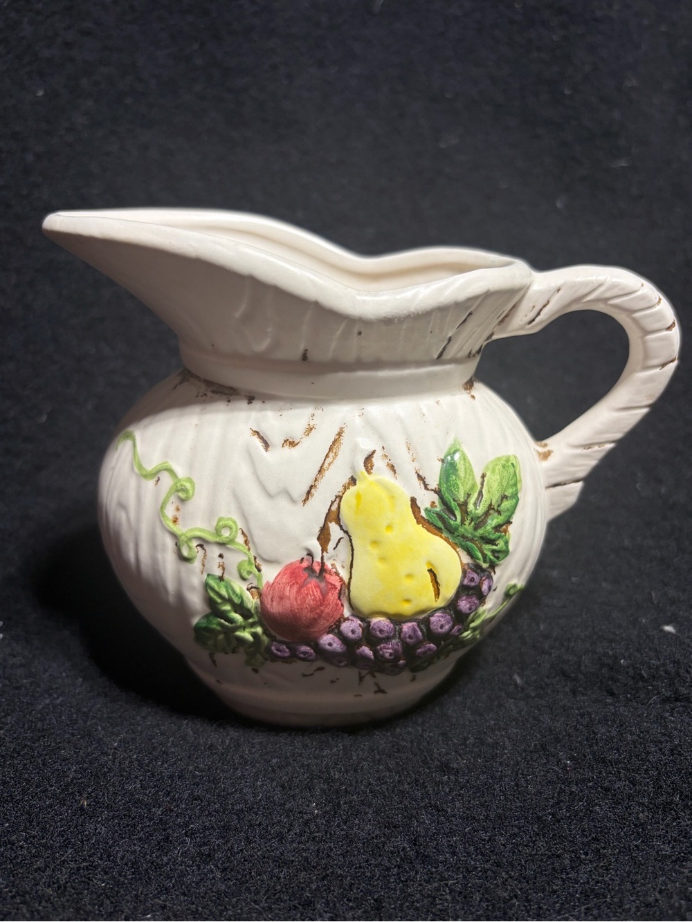Hand-Painted Fruit Ceramic Creamer Pitcher in White